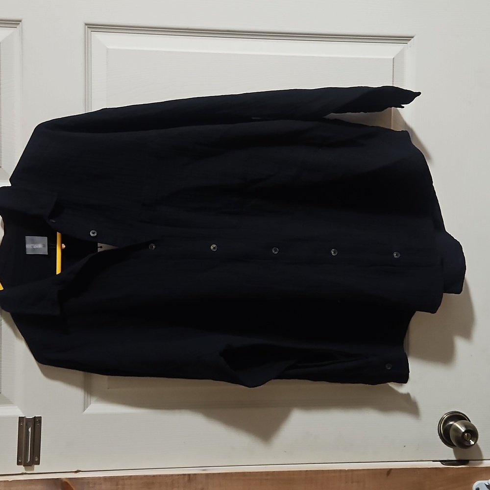 CALIA Oversized Long Sleeve Button Down Cover Up: BLACK: NEW WITH TAGS: SZ M